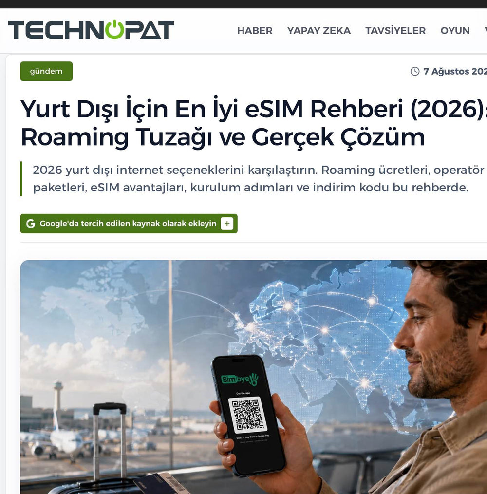 Technopat — Yurt Dışı İçin En İyi eSIM Rehberi 2026 (Simbye)