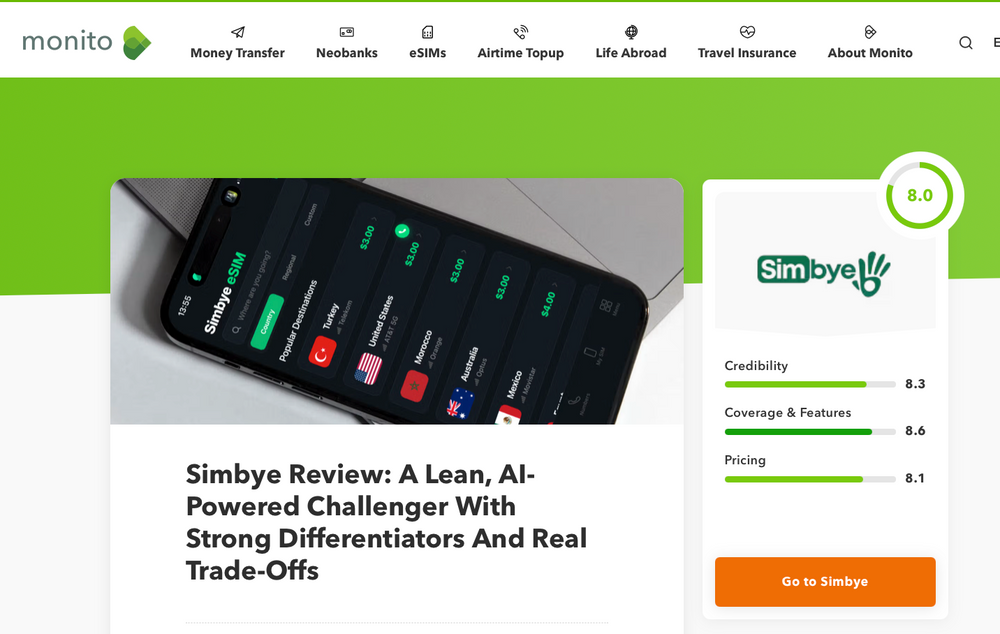 Monito review — the Simbye eSIM put to the test