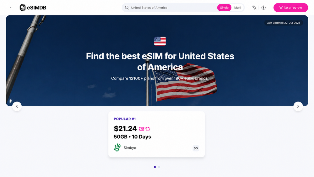 eSIMDB — Simbye as the best eSIM for the USA
