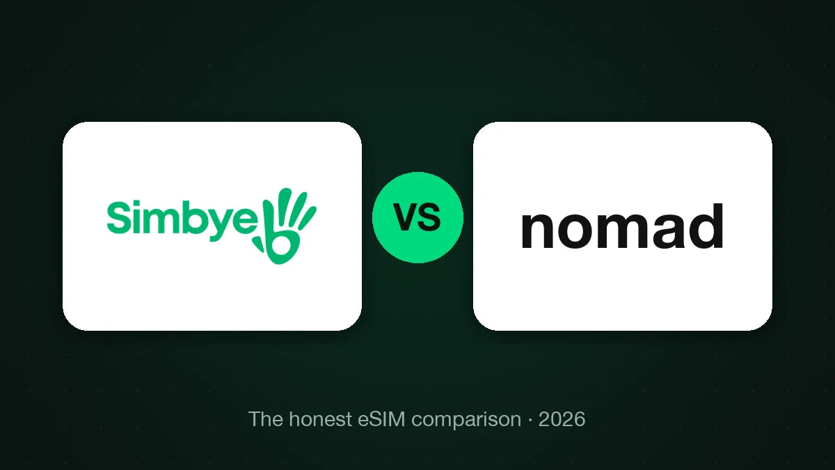 Simbye vs Nomad (2026): 데이터 가격, 커버리지, 전화번호