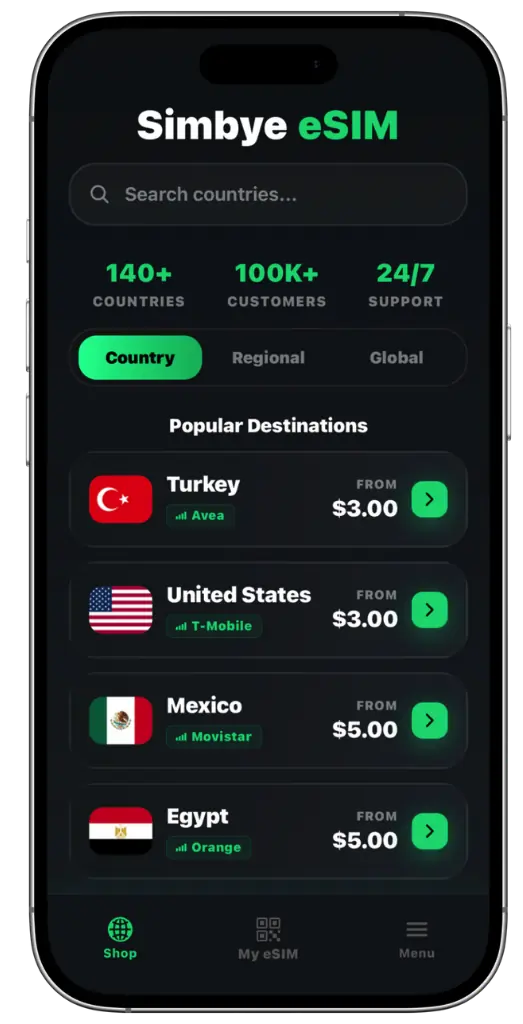 eSIM Data Plans from $2,99 | 190+ Countries | Simbye